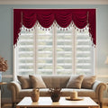 Christmas Red Valance Curtains 110 inches Width, 1 Panel | Heavy Thick Light Blocking Window Drapes, Rod Pocket Waterfall Tassel Swag for Theater, Living Room