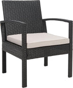 SAFAVIEH Outdoor Collection PAT7507 Conversation Set, Black/Light Grey