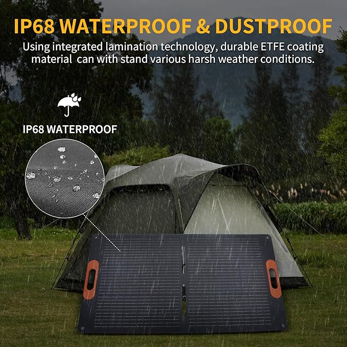 100W Portable Solar Panel for Power Station Generator,100 Watt Foldable Solar Panel Charger with MC4 Output,3-in-1 DC Connector,23.5% High Efficiency for Outdoor Camping RV Travel(100W)