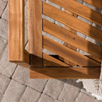 Walker Edison 2 Piece Outdoor Patio Chevron Wood Chair Set All Weather Backyard Conversation Garden Poolside Balcony, Set of 2, Brown