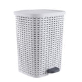 Superio Small Outdoor Trash Can with Lid for Dog Poop 6.8 Gallon/26 L Step On Plastic Garbage Can with Foot Pedal for Bathroom, Bedroom, Office, Patio, Wicker Smoke