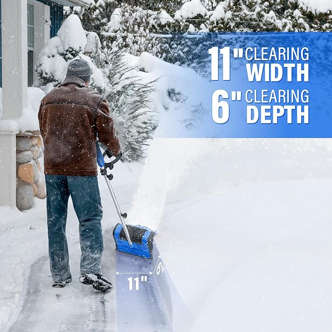 SOYUS Electric Snow Shovel, 11-Inch 10 Amp Corded Snow Shovel for Driveway, Snow Blower with Adjustable Front Handle, 300lbs/Minute