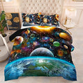 Tailor Shop 5 Pcs Outer Space Comforter Sets Full Bed in A Bag for Teen Boys Girls Kids,Galaxy Bedding Set with Space Sheets Fitted Bed Sheet