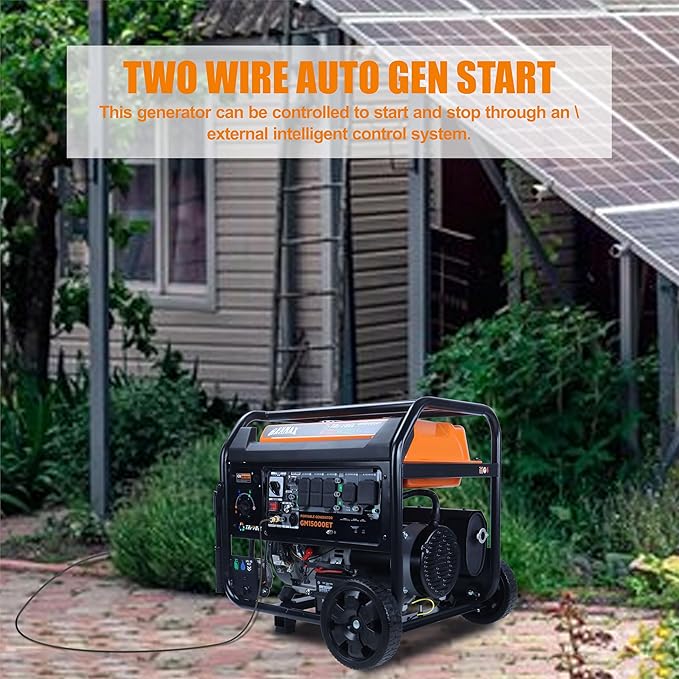 GENMAX 15000W Tri-Fuel Portable Generator - 2025 Model with ATS, CO Sensor, Digital Display & 50A Output Perfect for Home Backup, Construction Sites & Emergency Power (GM15000ET)