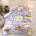 Kawaii Bear Comforter Set for Kids Teens Girls Women,Purple Bear Kids Comforter,1 Comforter with 2 Pillowcase, Microfiber 3 Piece Bedding Set,for All Seasons(Purple，Full Size)
