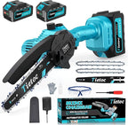 Tietoc Mini Chainsaw 8 inch Cordless with 2x 4000mAh Batteries, Battery Powerd Chain saw with Oiler, Lightweight Handheld Saw for Household & Garden, Gifts for Men, Dad, Husband, Gardener and DIYer