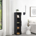 ECYIL Double Layered Independent Storage Rack, Full Circular Color Blocking Bookshelf, Suitable for Home, Office, Living Room, etc (black1)