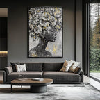 Large Black and Gold African American Wall Art with Framed Black Woman Office Bedroom Living Room Poster Home Hanging Decor 32x48 Inch