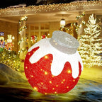 BRIGHTDECK Outdoor Christmas Ornaments, Lighted Pop-Up Outdoor Holiday Ball Decoration with 80 LED Lights, 8 Light Modes, Lighted Collapsible Holiday Decorations for Yard, Home (Red)