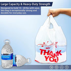 4 Gallon Small Trash Bags with Handles – 100 Count, 11" x 21" Plastic Garbage Bags for Home, Kitchen, Office, Bathroom – Thank You T-Shirt Style Bags for Small Business, Takeout, Grocery Use