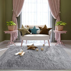 Super Soft Fluffy Shaggy Rugs 4x5.9 Feet for Living Room Bedroom, Fuzzy Plush Area Rugs for Girls Kids Room Nursery Home Decor, Furry Dorm Throw Rug Cute Non-Slip Indoor Floor Carpet, Grey