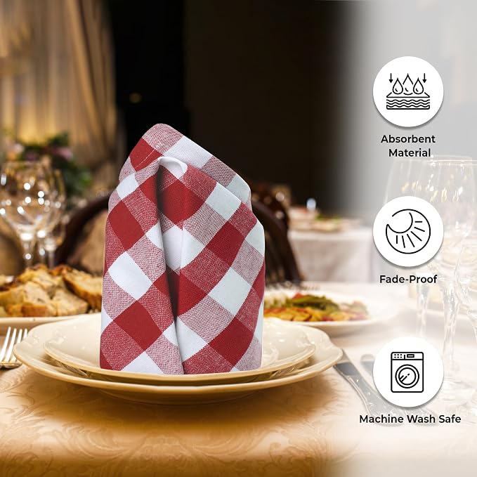 Urban Villa Cloth Napkins Cotton 20x20 (Set of 6) Red