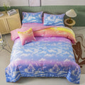 PERFEMET Full Size Bedding Sets for Girls, 6 Pieces Blue Sky and White Cloud Print Comforter Set Bed in A Bag, Rainbow Ombre Bedding Comforter Sets with Sheets (Cloud Pattern, Full)