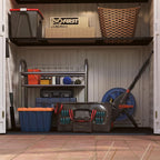 Vertical Resin Storage Shed with 2 Shelves, 60 Cuft Garden Tool Sheds & Outdoor Storage, Plastic Outdoor Storage Cabinet Waterproof, 4.5 x 2.3 ft Backyard Outside Lawn Mower Storage Shed, White