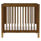 babyletto Gelato 4-in-1 Convertible Mini Crib in Natural Walnut and Brushed Gold Feet, Greenguard Gold Certified