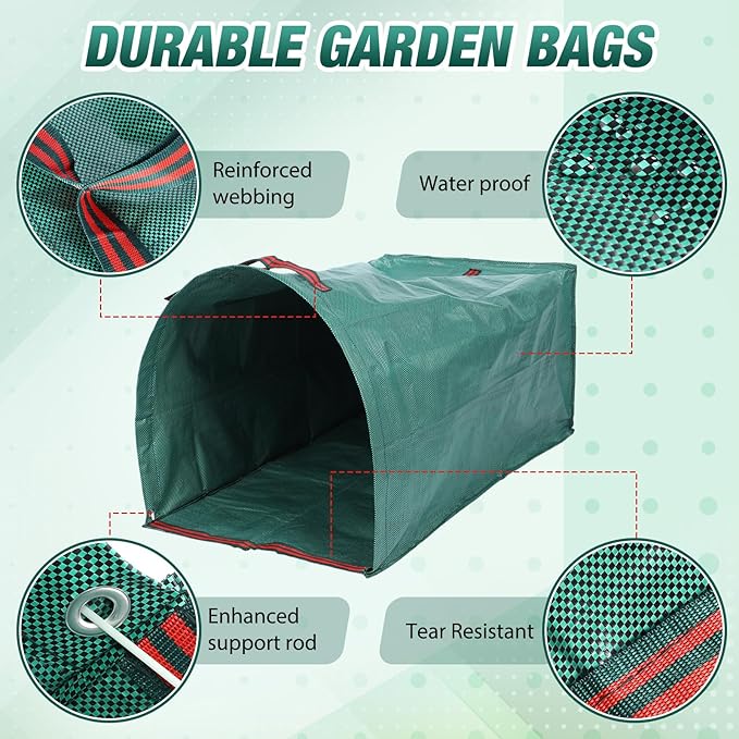 WILLBOND 3 Pcs Yard Waste Bags Large Yard Dustpan Type Garden Bag for Collecting Leaves Reusable Heavy Duty Lawn and Leaf Bag for Parties Laundry, Camping (40, 53, 72 Gallon)