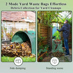 2 Pack 72 Gallons Reusable Yard Waste Bags,Heavy Duty Lawn and Leaf Bags,Dustpan-Type Garden Bag with Reinforced Handles for Collecting Leaves,Branch Debris,Grass Clippings (72 Gallons)