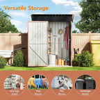 5X3X6.1 FT Garden Storage Shed with Frame Floor,Steel Tool Shed with Lockable Door, Anti-Corrosion Metal Shed for Backyard Patio Lawn (Light Wood Grain)