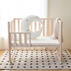 EvoNook 7-in-1 Convertible Mini Crib - Washed White, Portable Folding Baby Mini Crib with 1.5 Inch Mattress, 100% New Zealand Pinewood, 4 Adjustable Mattress Heights