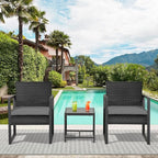 FDW 3 Piece Patio Furniture Sets Wicker Patio Chairs Rattan Outdoor Bistro Set Outdoor Furniture for Backyard Porch Poolside Lawn,Grey Cushion