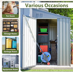 4x7 FT Metal Outdoor Storage Shed, Lean-To Garden Tool and Bike Shed with Lockable Door and Air Vents, Waterproof Sloped Roof Steel Utility Shed for Backyard, Patio,Lawn Equipment, Olive Gray