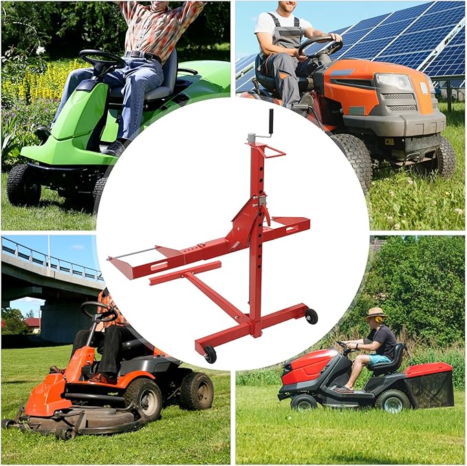Lawn Mower Lift, 750Lbs Lawn Mower Lift Carbon Steel Lift Jack Lawnmower Lift Tool Adjustable Lawnmower Lifts w/Wheel for Garden Tractors All-Terrain Maintenance and Repair(750LBS)