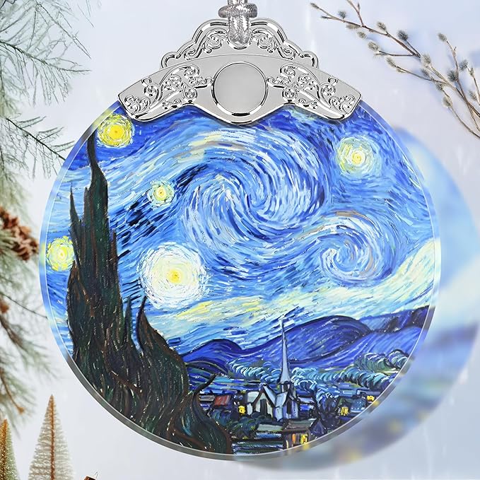 Christmas Ornament - Stained Glass Van Gogh Starry Night - Home Decor - Holiday Present Ideas - Gift Exchange