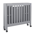 Babyletto Origami Mini Portable Folding Crib with Wheels in Grey, 2 Adjustable Mattress Positions, Greenguard Gold Certified
