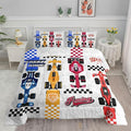 Axolotl Racing Car Comforter Set Full Size,Colorful Sports Car Bedding Set for Kids Boys Teen Adult,Extreme Speed Race Bedding Sets Car Theme Bedroom Decor with 1 Comforter and 2 Pillowcases