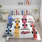 Axolotl Racing Car Comforter Set Twin Size,Colorful Sports Car Bedding Set for Kids Boys Teen Adult,Extreme Speed Race Bedding Sets Car Theme Bedroom Decor with 1 Comforter and 2 Pillowcases