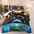 Tailor Shop Universe Galaxy Comforter Set for Girls Boys Kids Galaxy The Planet The Earth Astronaut Stars Outer Space Bedding Set Full Size with 1 Comforter 2 Pillowcases,18………