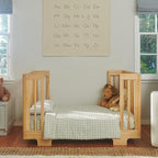 Babyletto Yuzu Convertible All-Stages Bassinet, Midi, Full-Size Crib in Natural, Greenguard Gold Certified, Portable & Adjustable with Conversion Kits and Pads Included