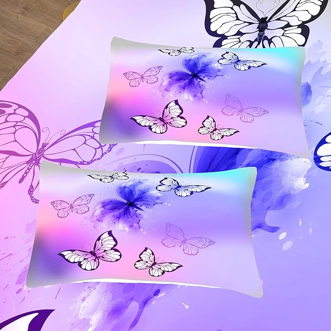 Tailor Shop Butterfly Comforter Set for Girls Kids Teens,Pink Butterfly Bedding Set King Size,Tie Dye Butterflies Comforter Set Butterfly Room Decor Set,with 1 Comforter and 2 Matching Pillowcase…