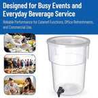 Carlisle FoodService Products Round Beverage Dispenser Drink Dispenser with Spigot for Catering, Plastic, 5 Gallons, Clear