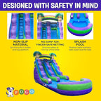 Inflatable Water Slide for Kids & Toddlers with Inflatable Pool, Backyard, Park or Commercial Use, Outdoor Water Play, Includes Blower Stakes, Splash Pool & Storage Bag, Large 25.5' x 9' x15'