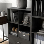 Apexa 4 Cube Storage Organizer Shelves, Stackable Wood Bookcase Fits Cubby Bins for Organization, Dorm Teen Room Decor & Home Office, Black