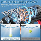 1500W Portable Battery Power Washer, 60Bar/870PSI Electric Pressure Washer Handheld High Pressure Car Washer Gun with 2 Nozzles, 2 Battery, 5m Hose Cordless Jet Washers for Car/Floor/Patio