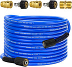 Pressure Power Washer Hose 50 FT x 1/4", Super Flexible Kink Resistant Car Washer Replacement with M22 Fittings & 3/8" Quick Connect Adapters for Ryobi Troy Bilt Flexzilla Greenworks & More, 4200PSI
