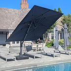 PURPLE LEAF 10 FT Square Patio Umbrella Large Outdoor Aluminum Offset Umbrella with 360-degree Rotation Cantilever Umbrella for Garden Deck Backyard Pool, Navy Blue