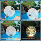 Solar Powered Floating Pool Lights - 14" Inflatable Waterproof Floating Light UP Pool Glow Balls, 3000K Warm-White Led Pool Lights That Float for Party Decorations, Outdoor Patio Detor (2)