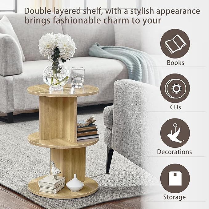 ECYIL Double Layered Independent Storage Rack, Full Circular Color Blocking Bookshelf, Suitable for Home, Office, Living Room, etc (nature)