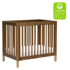 babyletto Gelato 4-in-1 Convertible Mini Crib in Natural Walnut and Brushed Gold Feet, Greenguard Gold Certified