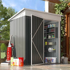 AECOJOY 5' x 3' Outdoor Storage Shed, Small Metal Sheds & Outdoor Storage Clearance with Lockable Door, Utility and Tool Storage Garden Shed for Backyard, Patio, Outside use in Dark Grey