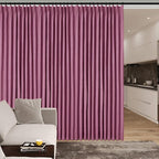 100% Blackout Linen Textured Drapes for Bedroom Pinch Pleated Curtains for Track System Portable Drapery for Sliding Glass Door/Storage/Space Room Divider, 70" Wx102 L, 1 PC, Lilac