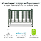 DaVinci Jenny Lind 3-in-1 Convertible Crib in Forest Green, Removable Wheels, Greenguard Gold