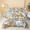 Kawaii Cat Comforter Full Size,Cute Cat Comforter Set for Kids Teens Girls,3Pcs Bedding Set Printed Comforter with 2 Pillowcases,Down Alternative,Soft and Lightweight，Full Size