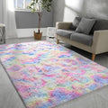 5x8 Large Area Rugs for Living Room, Super Soft Fluffy Modern Bedroom Rug, Tie-Dyed Rainbow Indoor Shag Fuzzy Carpets for Girls Kids Nursery Room Home Decor
