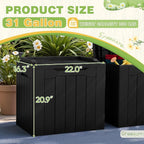 Greesum 31 Gallon Deck Box for Outside, All Weather Outdoor Storage Boxes for Patio Furniture Set, Package Delivery Box, Garden Tools, Black(Set of 2)