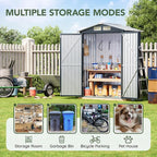 5x3 FT Outdoor Metal Storage Shed, Double Door, 1 Clear Window, Tool Shed for Garden, Patio, Backyard