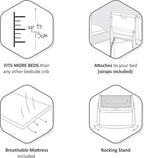SnuzPod4, Bassinet Bedside Sleeper - Comfortable Baby Crib and Bed, 3D Breathable Mattress, Fits Bed with Adjustable Max. Height of 28.5”, Machine Washable Mesh Liner (White)